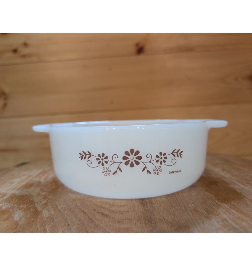 Vintage Pyr-O-Rey Milk Glass Round Casserole Baking Dish 6.5" White USA